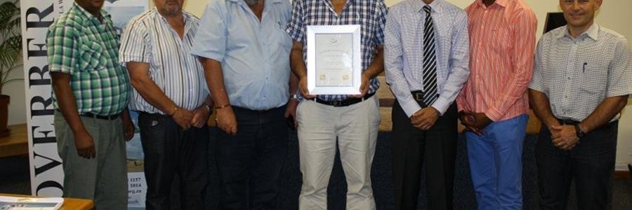 Left to right: Cllr K Tiemie, Deputy Mayor J du T Loubser, Speaker D du Toit, Executive Mayor L de Bruyn, Municipal Manager Mr D Beretti, Cllr I Sileku and Cllr A Franken.